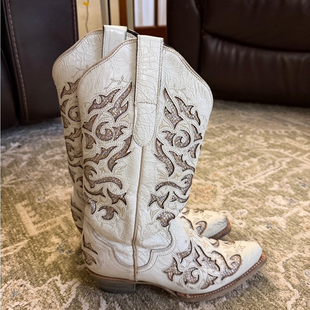 J.B Dillon sparkly White original cowgirl boots from Boot Factory Outlet Orlando